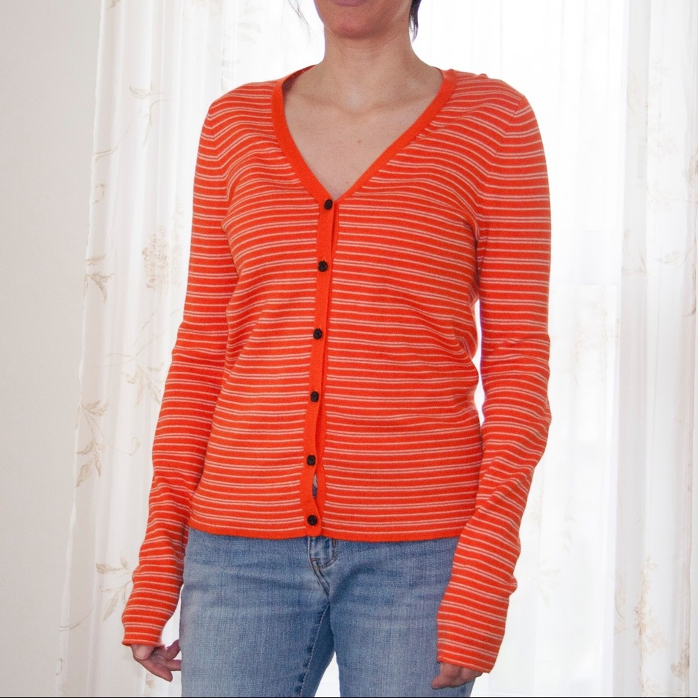 J. Crew Prima Cotton Striped Cardigan